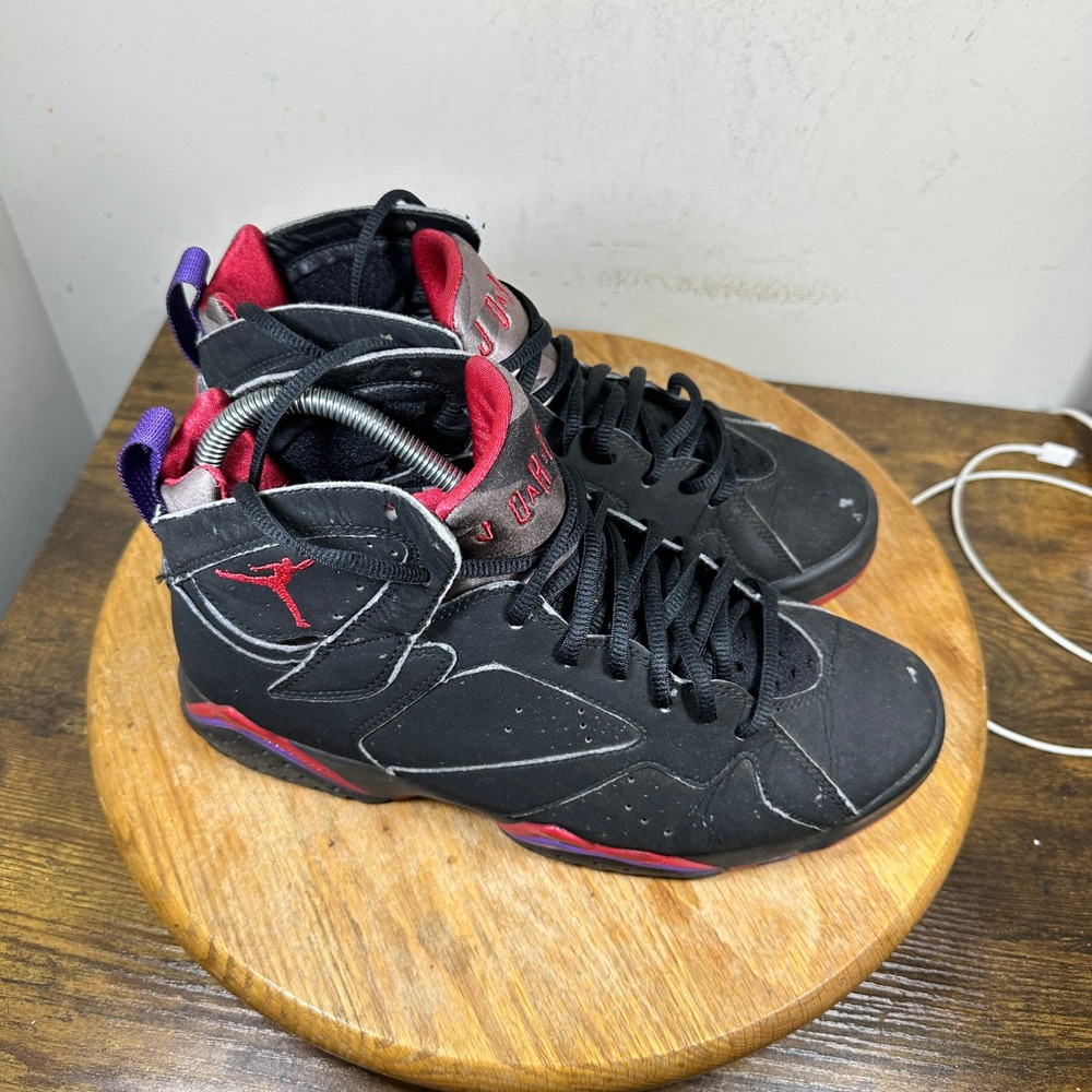 Air Jordan 7 Retro Raptors 2012 Black True Red Club Purple 304775-018 Mens 7.5